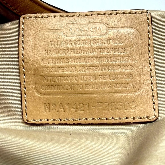 Coach Signature Khaki Emerald Stripe 12cm Devin Shoulder Bag - Picture 7 of 9